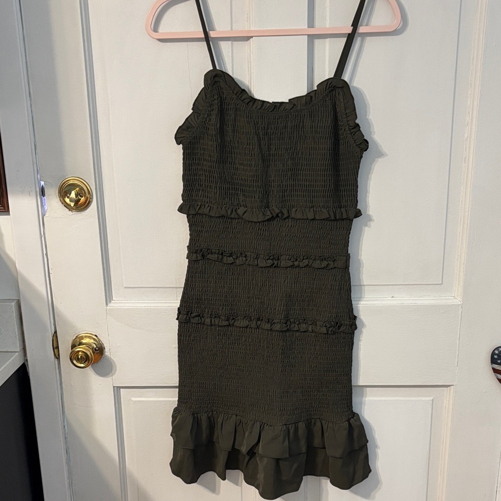 Fashion Bug Olive Ruffle Mini Dress